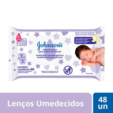 Lenço Umedecido Johnson's Baby Hora do Sono Hipoalergênico Sem Álcool 48 unidades