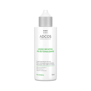 Loção Secativa Facial Adcos Tonalizante Acne Solutions FPS 30 com 50ml