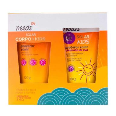 Kit Protetor Solar Needs Corporal FPS 30 120g + Infantil FPS 60 120g