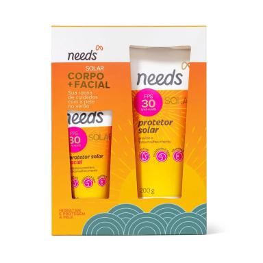 Kit Protetor Solar FPS 30 Needs Facial 60g + Corporal 200g