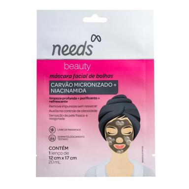 Máscara Facial Needs Beauty Carvão + Niacinamida 20ml