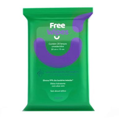 Lenço Umedecido Antisséptico Free Wipes com 20 unidades