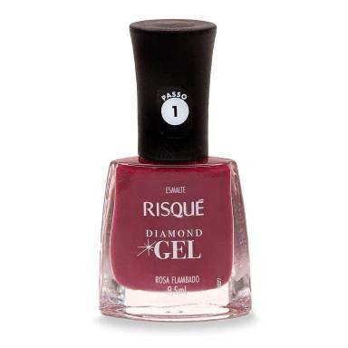 Esmalte Risqué Diamond Gel Rosa Flambado Hipoalergênico com 9,5ml