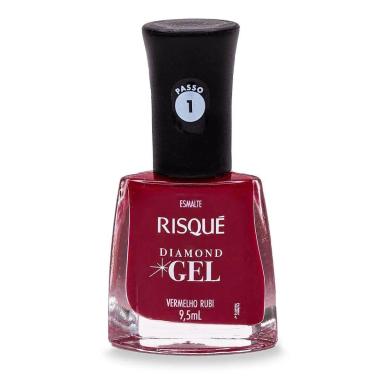 Esmalte Risqué Diamond Gel Vermelho Rubi Hipoalergênico com 9,5ml