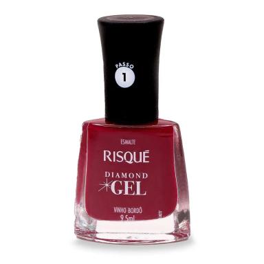 Esmalte Risqué Diamond Gel Vinho Bordô Hipoalergênico com 9,5ml