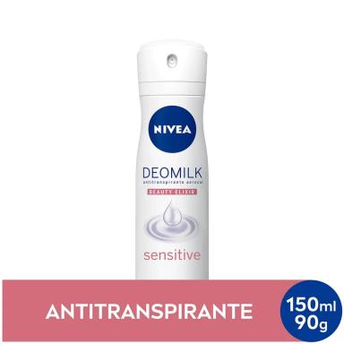 Desodorante Antitranspirante Aerosol Nivea Deomilk Beauty Elixir Sensitive Feminino 48h 150ml