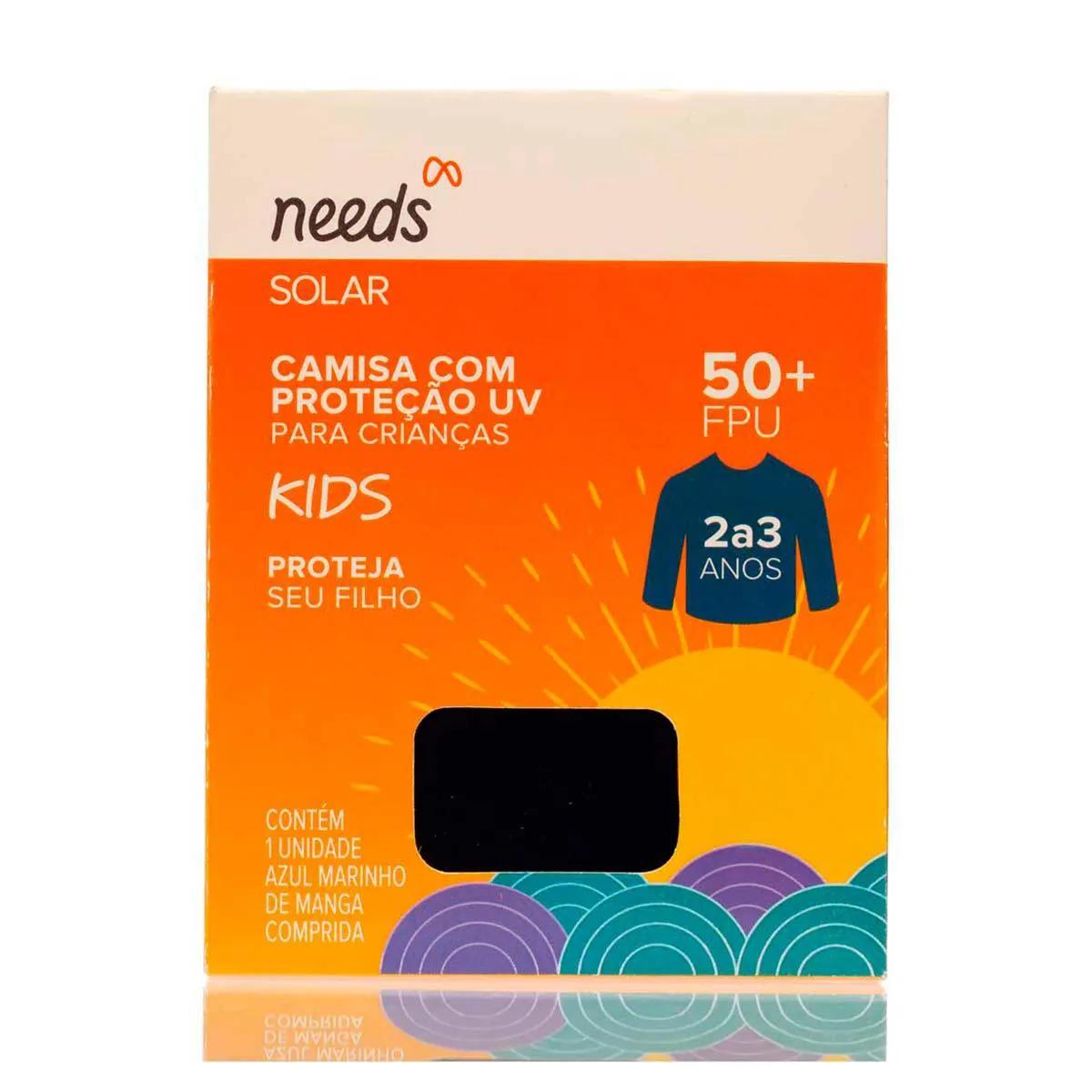 Camisa Infantil Proteção UV FPU 50+ Needs Solar 2 a 3 Anos Azul