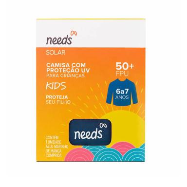Camisa Infantil Proteção UV FPU 50+ Needs Solar 6 a 7 Anos Azul