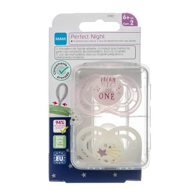 Kit Chupeta MAM Perfect Night Girls Tamanho 2 - maiores de 6 meses Cores Sortidas com 2 unidades
