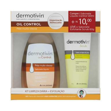 Kit Sabonete Líquido Dermotivin Oil Control 120ml + Sabonete Esfoliante Dermotivin Scrub 60g