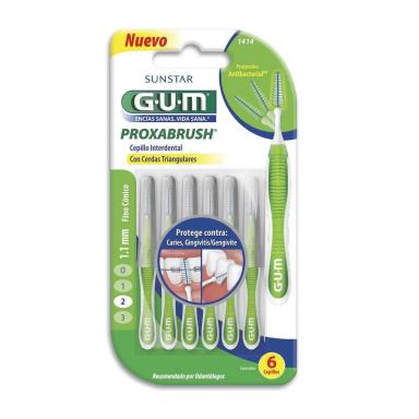 Escova de Dente Interdental Portátil G.U.M Proxabrush Cerda Fina 1.1mm com 6 unidades