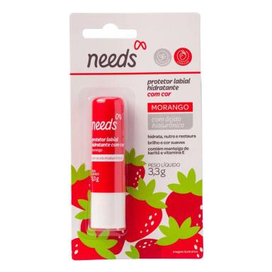 Protetor Labial Hidratante Needs Morango Ácido Hialurônico 3,3g