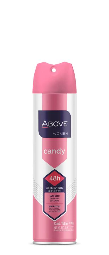 Desodorante Antitranspirante Aerosol Above Women Candy Sem Álcool 48h 150ml