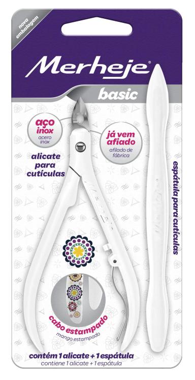 Kit Merheje Basic Alicate para Cutículas Decorado + Espátula para Cutículas