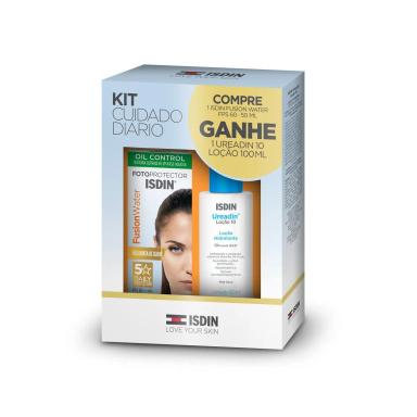 Kit Isdin Protetor Solar Facial Fusion Water FPS 60 50ml + Loção Hidratante Corporal Ureadin 10% 100ml