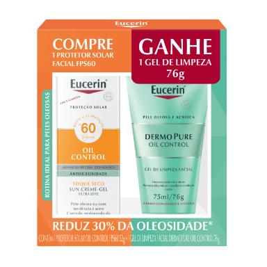 Kit Protetor Solar Eucerin Sun Oil Control FPS 60 + Gel de Limpeza Dermopure 75ml