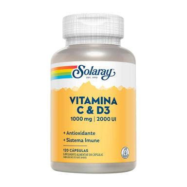 Vitamina C 1000mg + Vitamina D3 2000UI Solaray 120 cápsulas