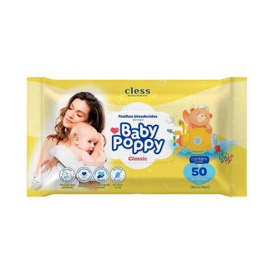 Lenço Umedecido Baby Poppy Classic Suave e Macio Sem Traços de Leite 50 unidades