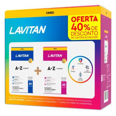 Kit Polivitamínico Lavitan A-Z Original 60 comprimidos + A-Z Mulher 60 comprimidos