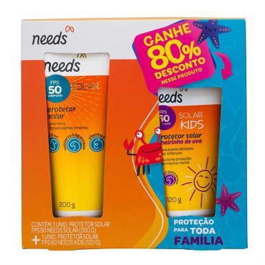 Kit Protetor Solar Needs Corporal FPS 50 200g + Infantil FPS 60 120g