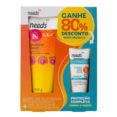Kit Protetor Solar FPS 30 Needs Facial 40g + Corporal 200g