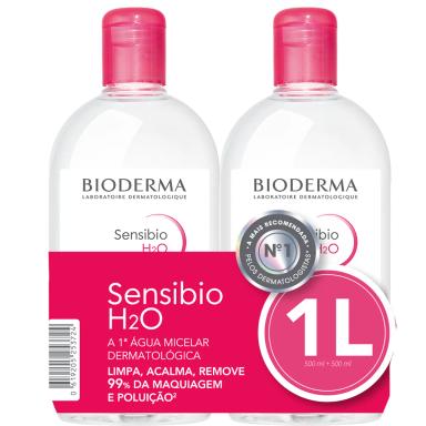 Kit Água Micelar Demaquilante Bioderma Sensibio H2O Calmante 2 unidades de 500ml cada