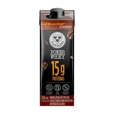 Cappuccino 3 Corações Power Whey Zero Lactose Clássico Caixa 250ml