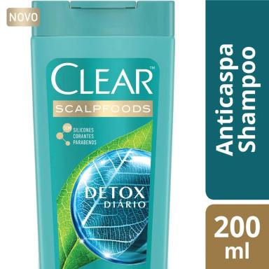 Shampoo Anticaspa Clear Men Scalpfoods Detox Diário 200ml