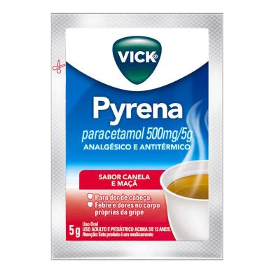 Vick Pyrena Paracetamol 500mg/5g Maçã e Canela Pó para Solução Oral 5g