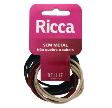 Elástico de Cabelo Ricca Basics Fashion Sem Metal - 12 unidades