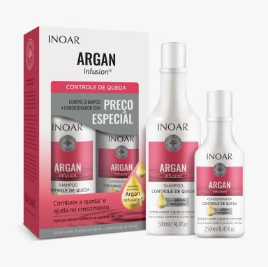Kit Inoar Argan Infusion Shampoo Controle de Queda 500ml + Condicionador Controle de Queda 250ml 