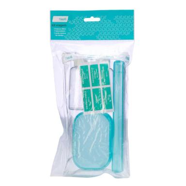 Kit Viagem Needs com 1 Saboneteira + 2 Frascos de 88ml + 1 Porta Escova de Dentes