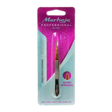 Pinça de Ponta Dourada e Diagonal Merheje Professional Club Inox com 1 unidade