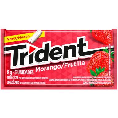 Trident Chiclete Sem Açúcar Sabor Morango com 5 unidades