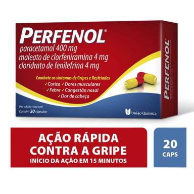 Perfenol Paracetamol 400mg + Cloridrato Fenillefrina 4mg + Maleato de Clorfeniramina 4mg 20 cápsulas