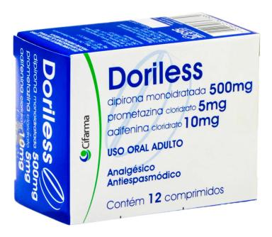 Doriless Dipirona 500mg + Prometazina 5mg + Adifenina 10mg 12 comprimidos