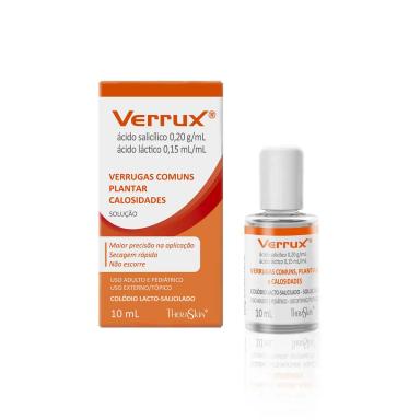 Verrux Removedor de Verrugas Ácido Salicílico 0,20g/ml + Ácido Láctico 0,15g/ml Solução Tópica 10ml