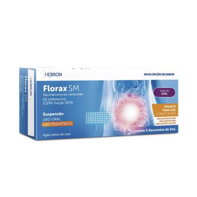 Probiótico Florax SM Pediátrico Sabor Uva Suspensão 5 flaconetes