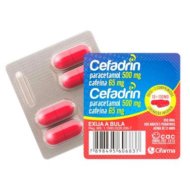 Cefadrin Paracetamol 500mg + Cafeína 65mg 4 comprimidos