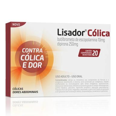 Lisador Cólica Butilbrometo de Escopolamina 10mg + Dipirona Monoidratada 250mg Caixa 20 comprimidos