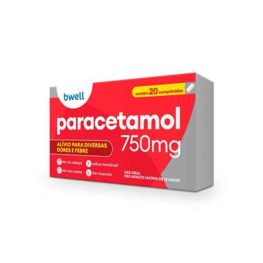 Paracetamol bwell 750mg 20 Comprimidos