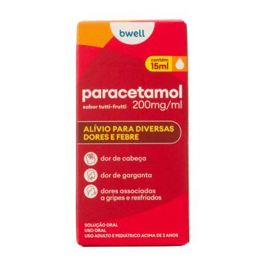 Paracetamol bwell 200mg/ml Sabor Tutti-Frutti Gotas 15ml