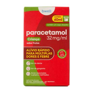 Paracetamol Criança bwell 32mg/ml Frutas Suspensão Oral 60ml