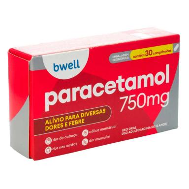 Paracetamol bwell 750mg 30 Comprimidos