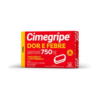 Cimegripe Dor e Febre Paracetamol 750mg 20 comprimidos