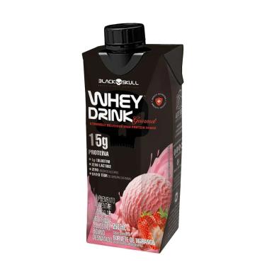 Whey Drink Gourmet Black Skull Sabor Sorvete de Morango 250ml