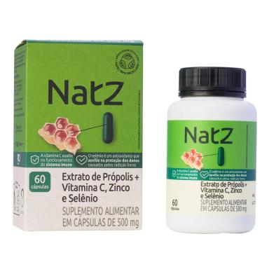 Extrato de Própolis + Vitamina C e Minerais Natz 60 Cápsulas