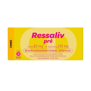 Ressaliv Pré Colina 83mg + Metionina 210mg - 10 comprimidos