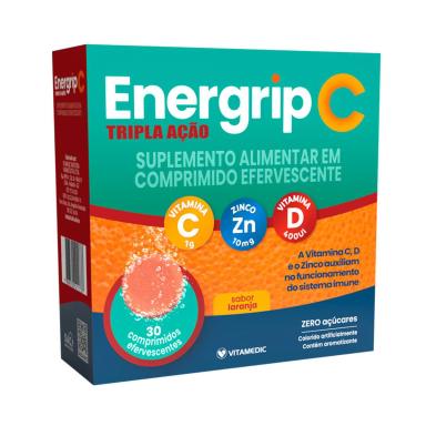 Vitamina C Efervescente Energrip C Tripla Ação 30 comprimidos