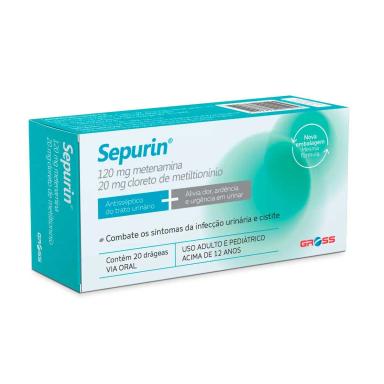 Sepurin Metenamina 120mg + Cloreto de Metiltionínio 20mg 20 drágeas